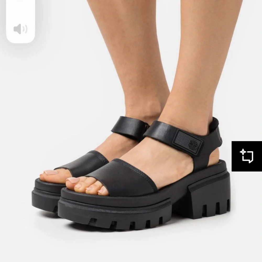 Timberland Black Chunky Platform Sandal - Everleigh Ankle Strap Size 8 - Picture 5 of 5
